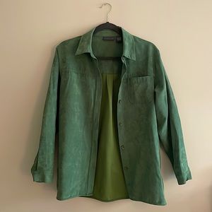 Green Relativity velvet button up